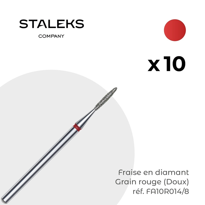 Pack 10 fraises diamant Flamme Rouge 0,14cm Staleks - Fraise Nail Shop