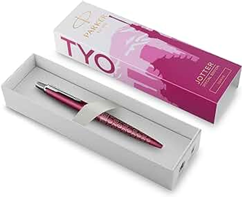 PARKER Jotter Ballpoint Pen, Special Edition, Tokyo Pink CT, Medium Point with Blue Ink, Gift Box
