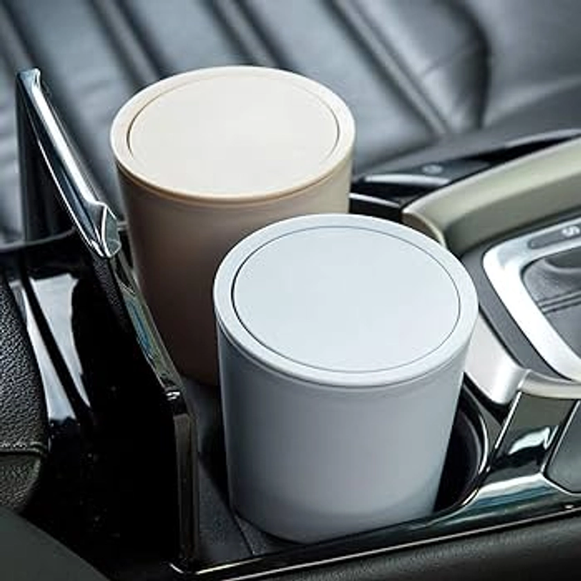 Amazon.com: Mini Car Trash Can,MoreChioce Waterproof PP Plastic Vehicle Trash Bin Portable Car Garbage Organizer Storage with Lid Suitable for Cup Holder in Car,Home,Office,Beige : Automotive