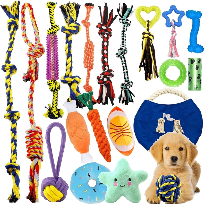 AMAYGA Jouet pour Chien,20 Jouets Balles pour Chien,houets pour Chiens Jouet de Corde à Mâcher,durables mâcher Corde,Coton Naturel et Non Toxique : Amazon.fr: Animalerie