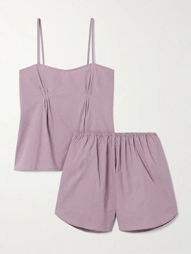 DEIJI STUDIOS Pintucked organic cotton-poplin tank and shorts set | NET-A-PORTER