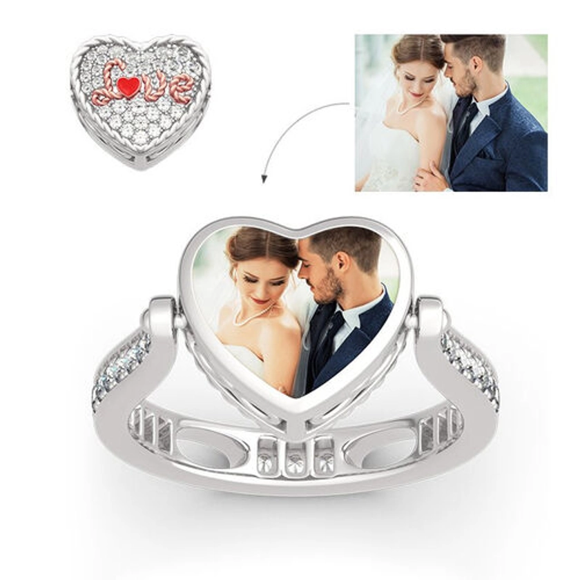 Jeulia "I Love You" Sterling Silver Personalized Photo Ring (With A Free Chain) - Jeulia UK