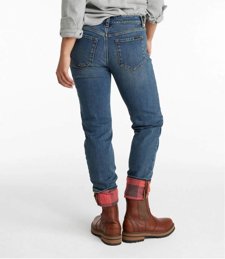 Women's Signature Lined Boyfriend Jeans, Low-Rise Straight-Leg Flannel-Lined | Jeans at L.L.Bean