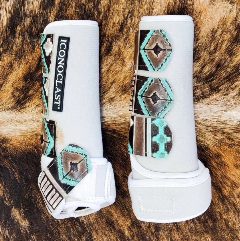 Leather Strap Boots - Turquoise Aztec | The Glamorous Cowgirl