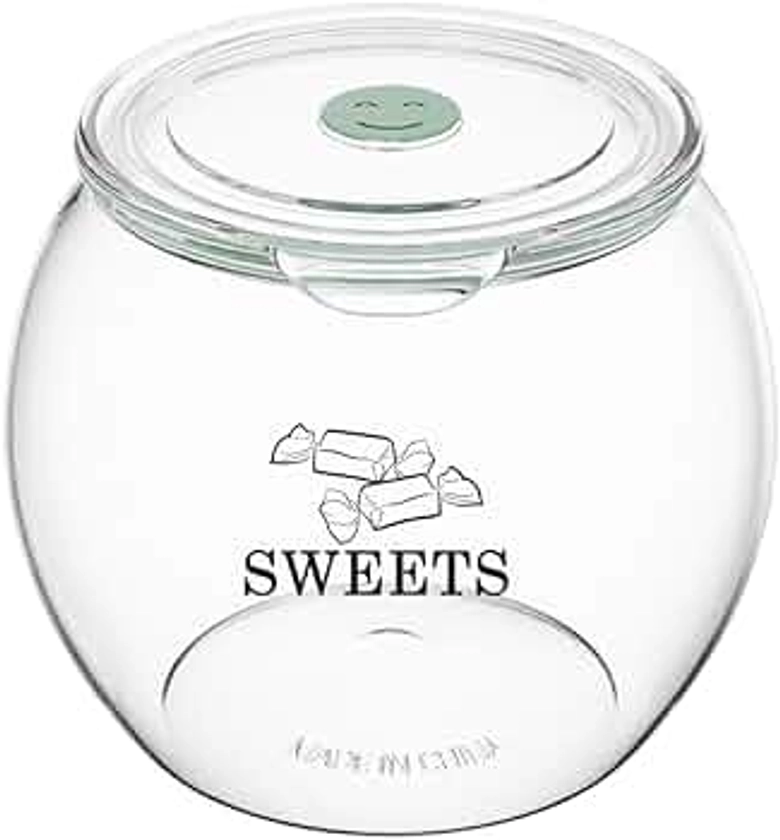 Gzsekken Candy Sweet Jar with Lid, Plastic Sweet Containers Jar,Clear Decorative Containers for Cookies, Snacks, and More,BPA-Free Cookie Dish Buffet Storage Container Clear for Party Holiday Home