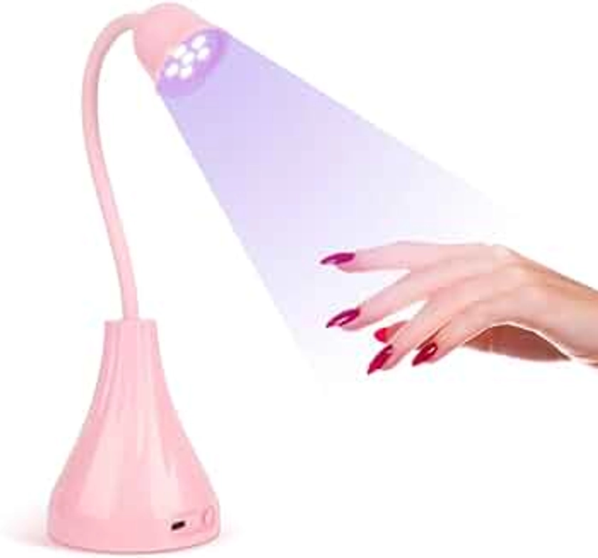 Hands Free LED UV Nail Lamp, Rotatable Gooseneck Flash Cure Light for Nails, Mini Lotus Nail Resin Light Quick Dry Nail Dryer Nail Extension Gel Curing Lamp for Home DIY& Salon Manicure Decor