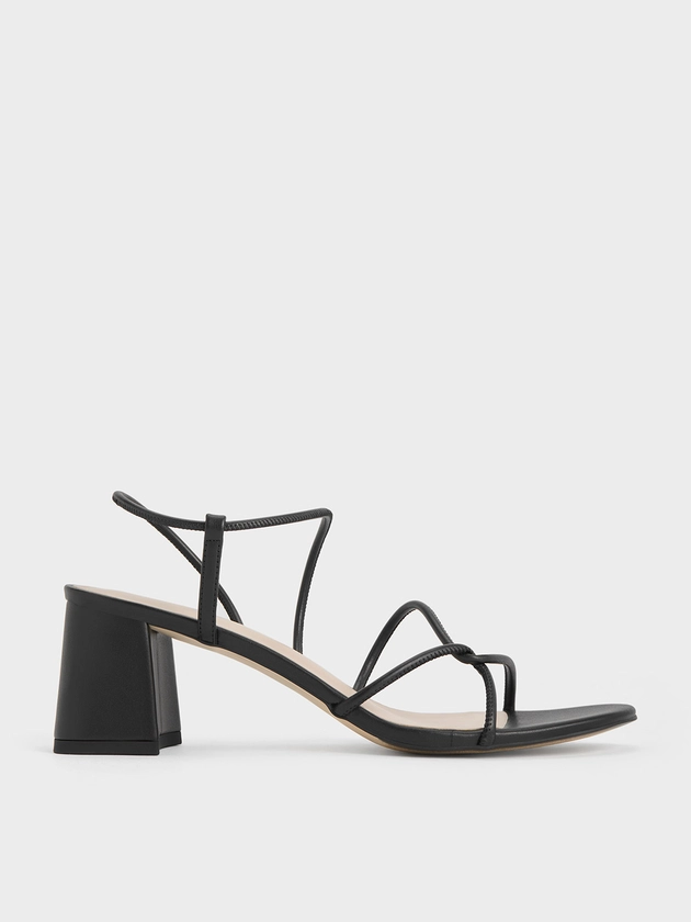 Black Meadow Strappy Block Heel Sandals | CHARLES & KEITH UK