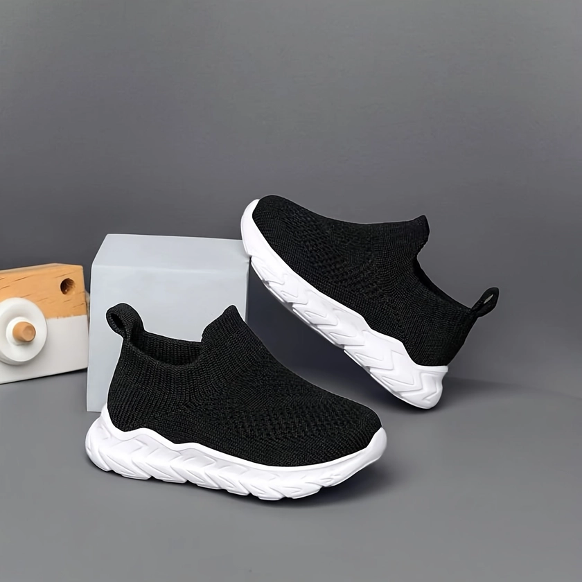 Casual Solid Color Slip On Woven Shoes For Baby Boys, Breathable Lightweight Sneakers For Walking Running, All Seasons