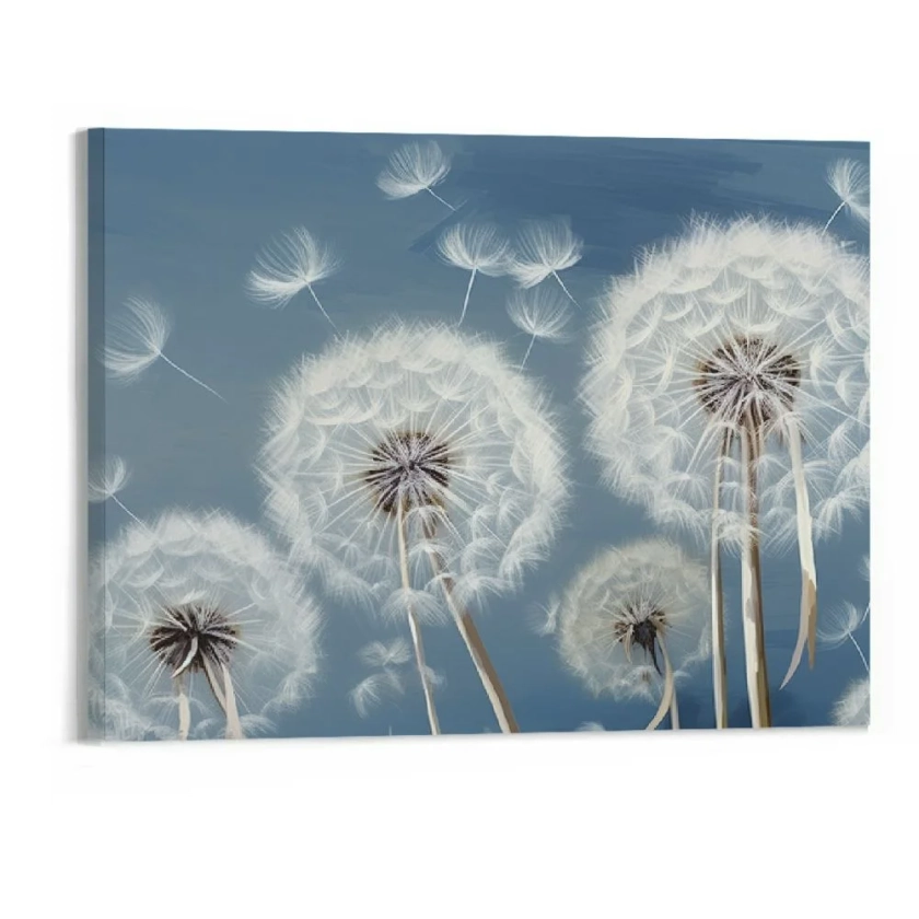 Zhiwo Wall Decor Living Room - Wall-Art for Living Room, Canvas Art/Pictures for Bedroom | Blue Dandelion 20x16in Large Wall Art 20x16in