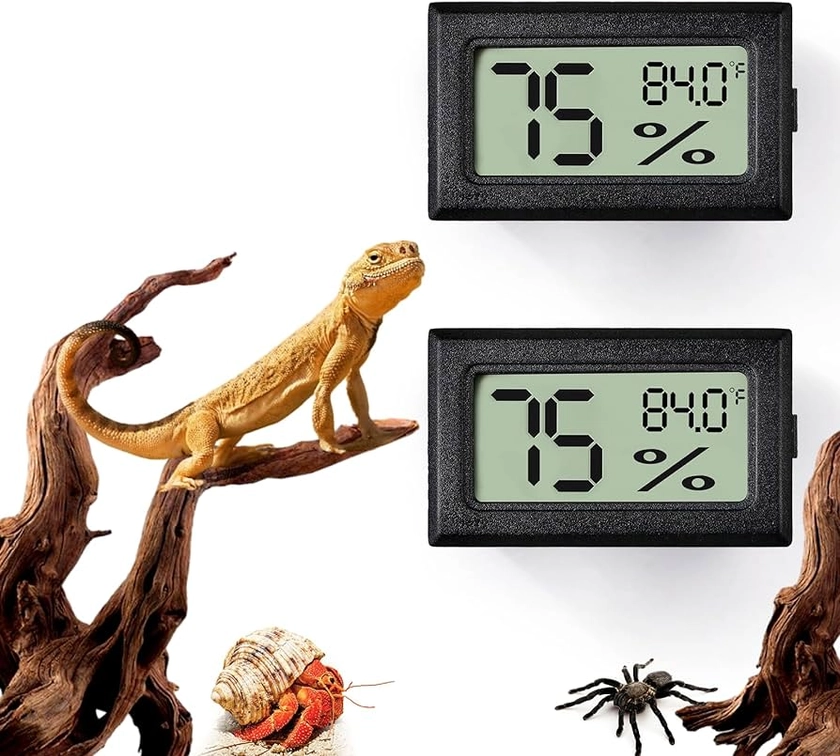 Amazon.com: BSRESIN 2 PCS Rectangle Reptile Thermometer and Humidity Gauge for Bearded Dragon Accessories, Reptile Tank Accessories for Jumping Spider, Leopard Gecko, Hermit Crab, Gecko, Ball Python, Lizard : Pet Supplies