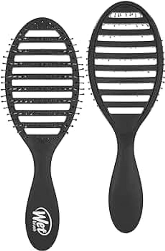 Wet-Brush Speed Dry Hair-Brush, Black - Vented Design and Ultra Soft HeatFlex Bristles Are Blow Dry Safe With Ergonomic Handle Manages Tangle and Uncontrollable Hair - Pain-Free