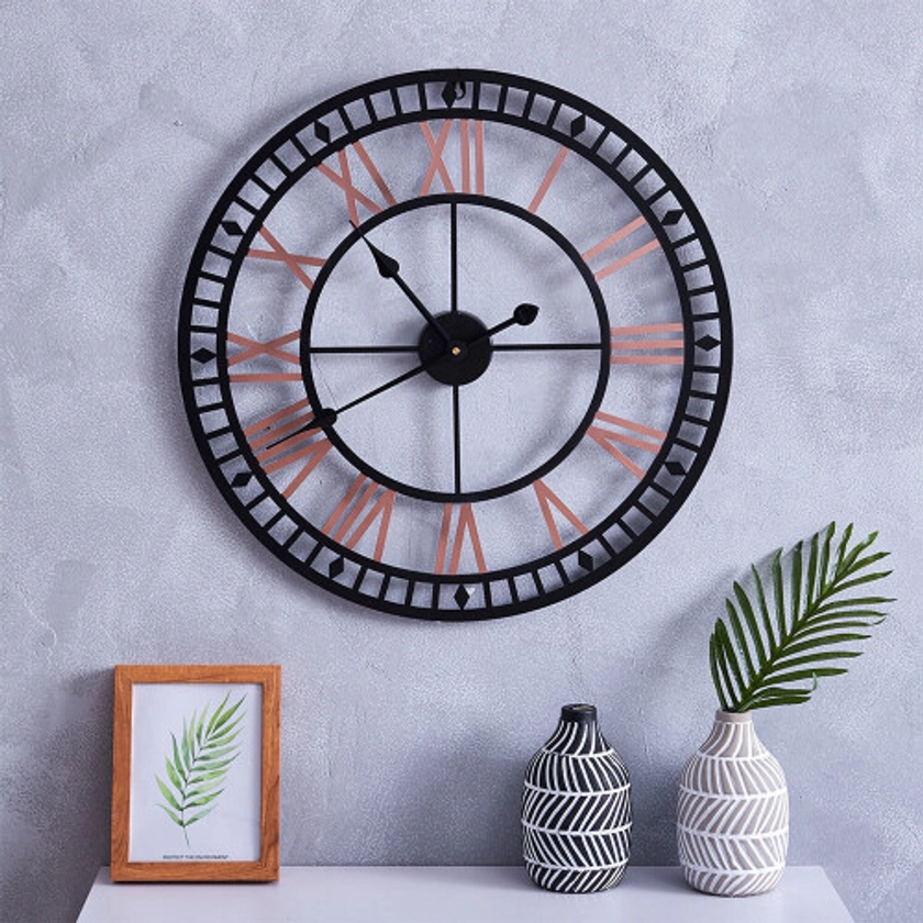 80CM Large Metal Decorative Roman Numerals Wall Clock on OnBuy