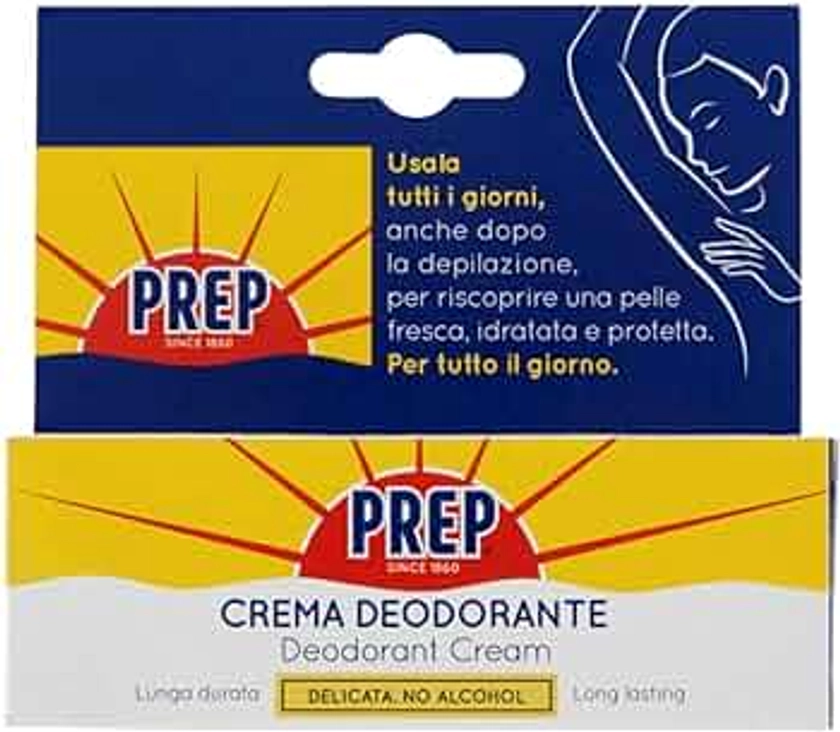 Prep, Crema Deodorante, Antitraspirante, Protezione 48h, per Pelli Sensibili, Senza Alcol, Coloranti e Conservanti
