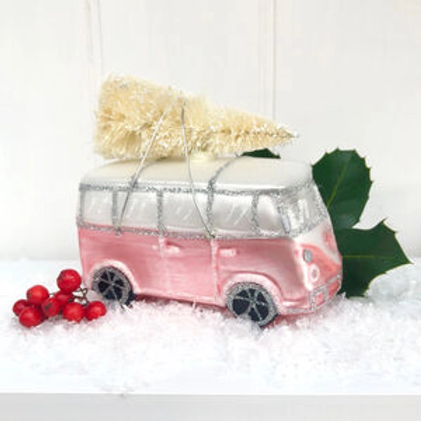 Christmas Pink Camper Van Decoration