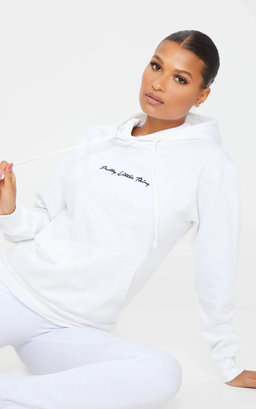 PRETTYLITTLETHING White Oversized Sweat Hoodie