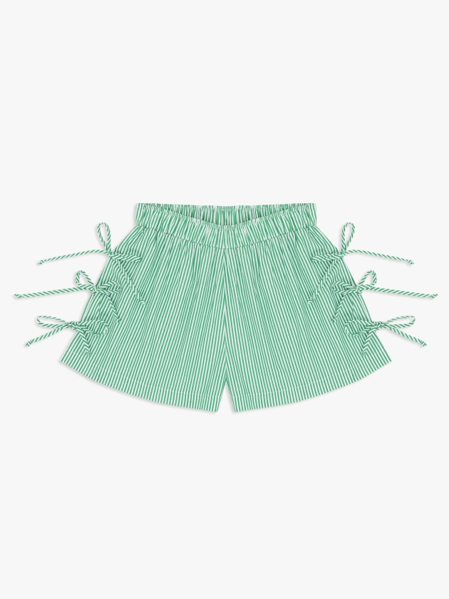 Ella Tie Shorts - Green Stripe