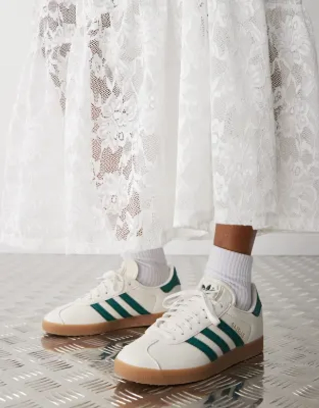 adidas Originals Gazelle trainers in cream and green | ASOS