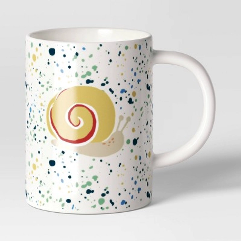16oz Snail Speckled Decal Stoneware Mug White - Room Essentials™