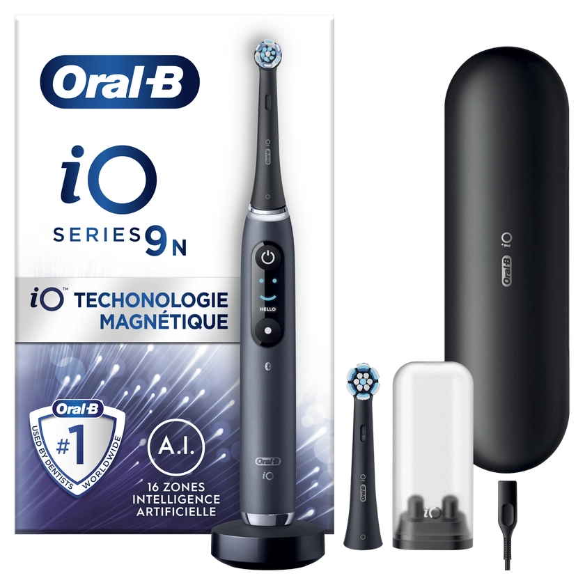 Oral-B iO 9 Noire Brosse à dents électrique avec 2 brossettes