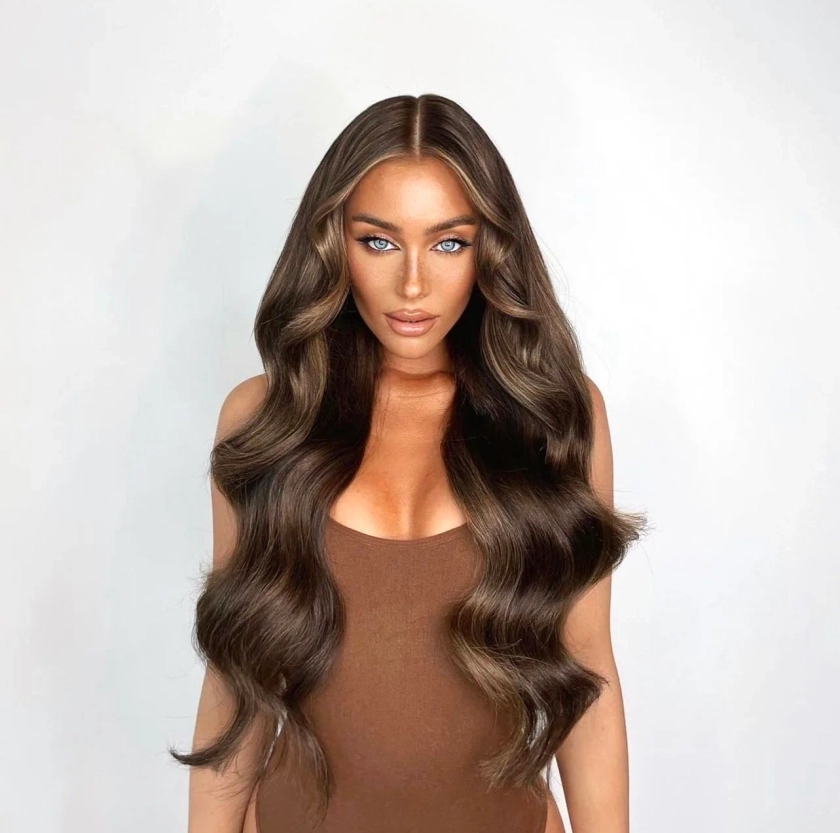 Human Hair Extensions. Ash Chocolate Brown #2C