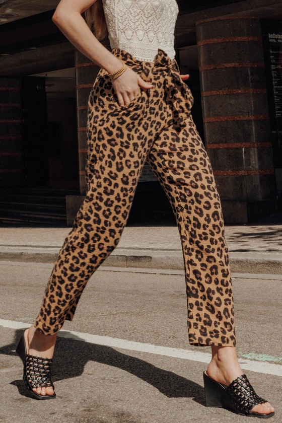 Pantalon léopard gaze de coton - Imprimé multicolore
