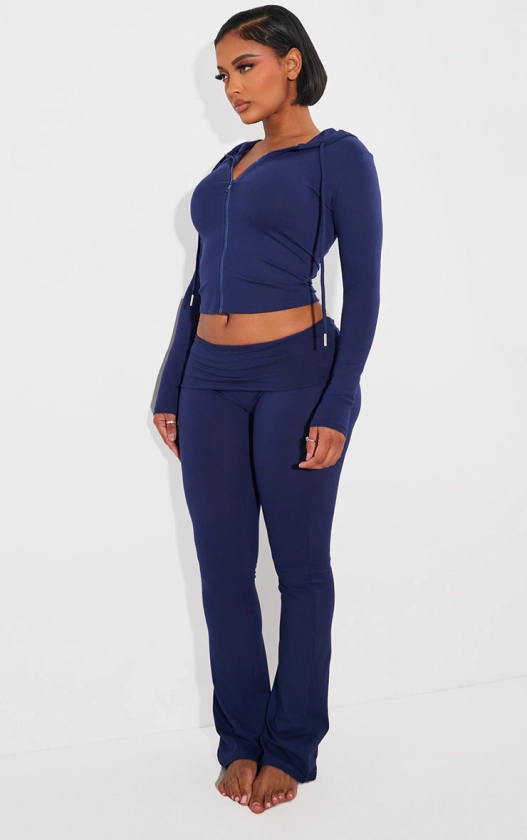 Shape Navy Sculpted Foldover Waist Flare Pants