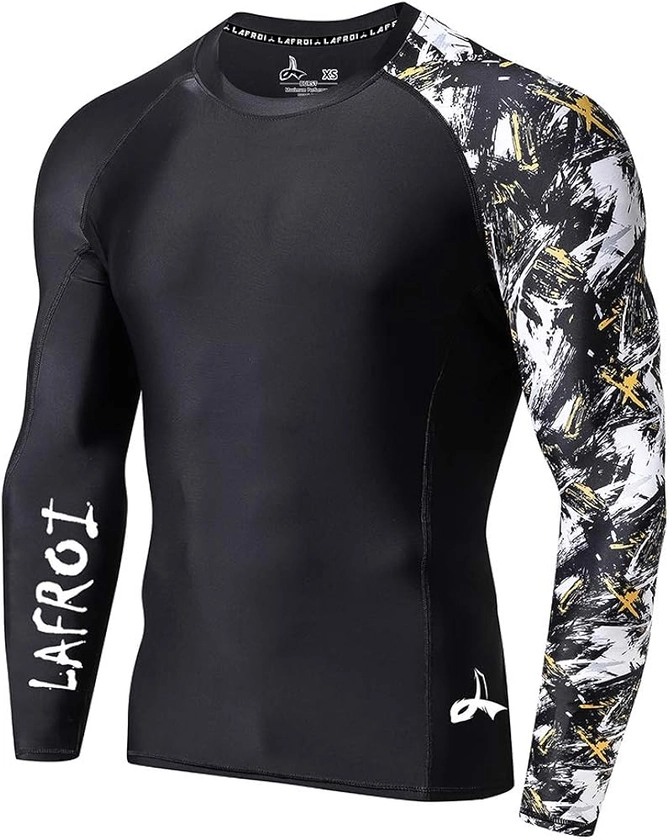 LAFROI Men's Long Sleeve UPF 50+ Baselayer Skins Performance Fit Compression Rash Guard-CLYYB