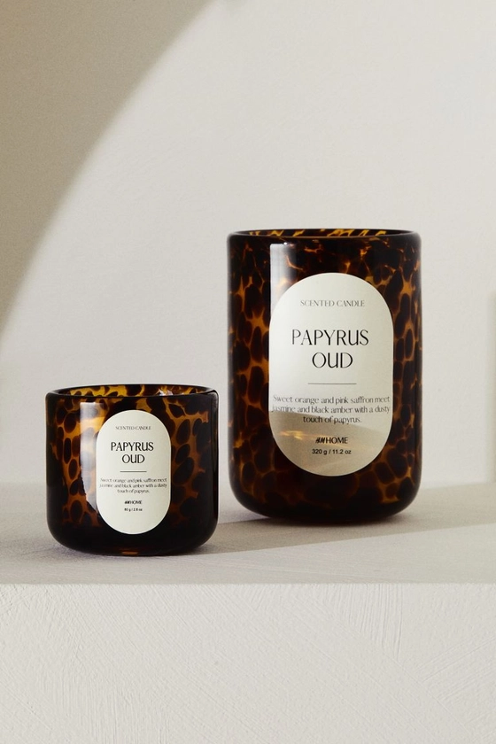 Bougie parfumée avec pot en verre - Light beige/Papyrus Oud - Home All | H&M FR