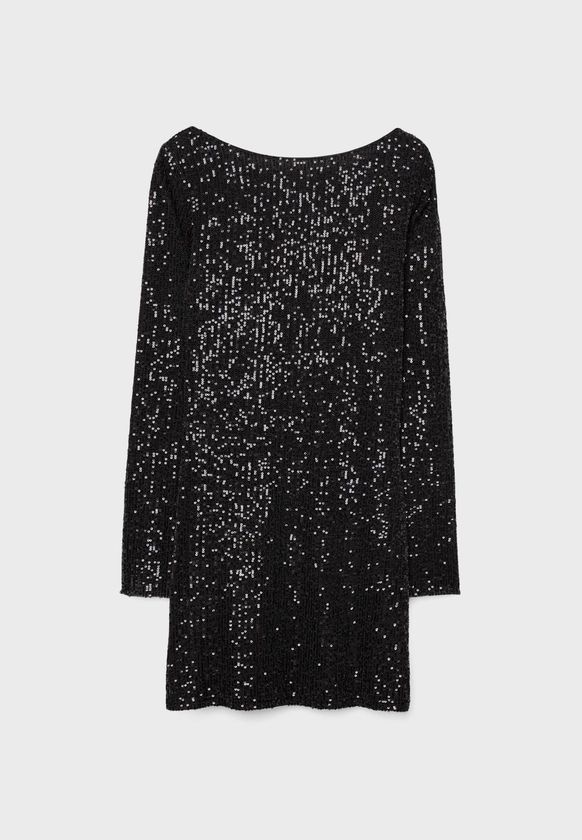 Robe courte avec paillettes à manches longues - Halloween femme | Stradivarius France