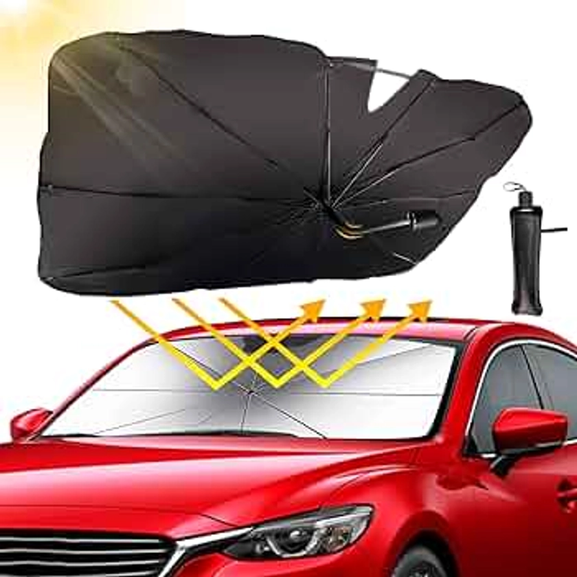 OAKJAR Car Windshield Sun Shade Umbrella Prevent Scratching Car Front Windshield Sunshade Sun Shade UV Protector for Car Foldable Protector
