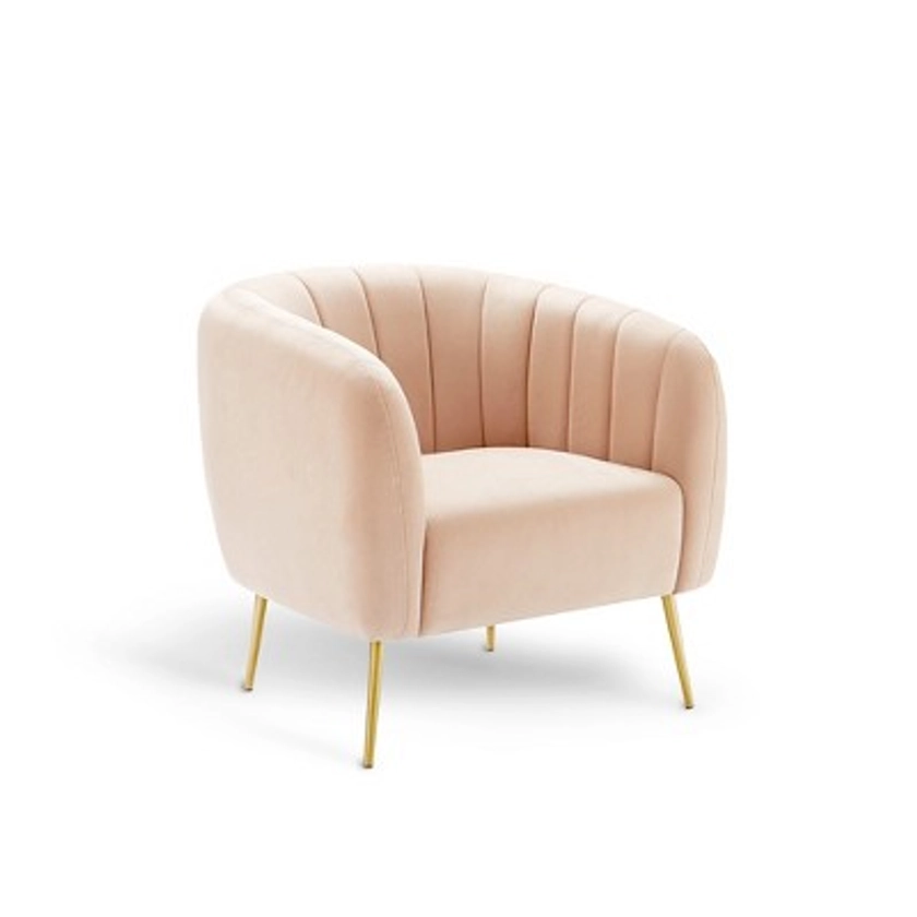 eLuxury Sawyer Channel Living Room Chair, Pink Velvet