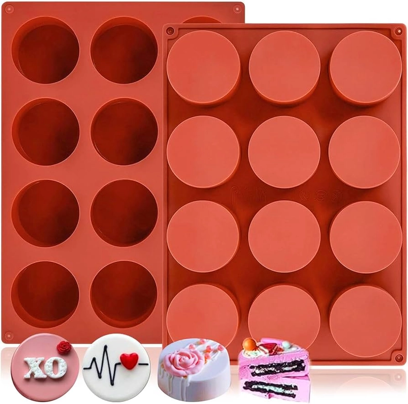 Oreo Silicone Molds 2 PCS, 12-Cavity 2.1" Round Cylinder Chocolate Covered Oreos Cookie Mold, Food Grade Non-Stick Baking Moulds for Candy Handmade Soap Pudding Jello Mini Cake Jelly Brownie