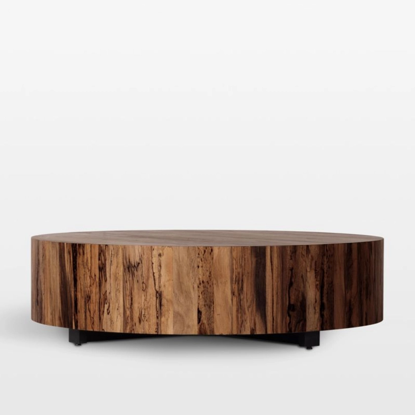 Dillon Natural Yukas Wood 55" Round Coffee Table + Reviews | Crate & Barrel