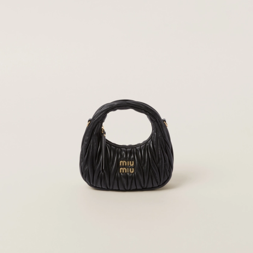 Mini Sac Hobo Wander En Nappa Matelassé Noir | Miu Miu