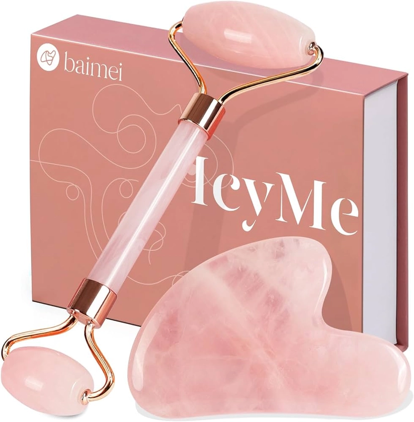 Amazon.com: BAIMEI IcyMe Jade Roller & Gua Sha, Face Roller Redness Reducing Skin Care Tools, Self Care Pink Gift for Men Women, Massager for Face, Eyes, Neck, Relieve Fine Lines and Wrinkles - Rose Quartz : Beauty & Personal Care