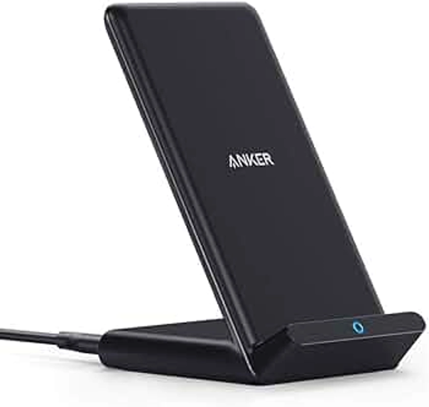 Anker 313 Wireless Charger (Stand), Qi-Certified for iPhone 15/15 Pro/15 Pro Max/14/14 Pro Max, 10W Fast-Charging Galaxy S20, S10 (No AC Adapter)