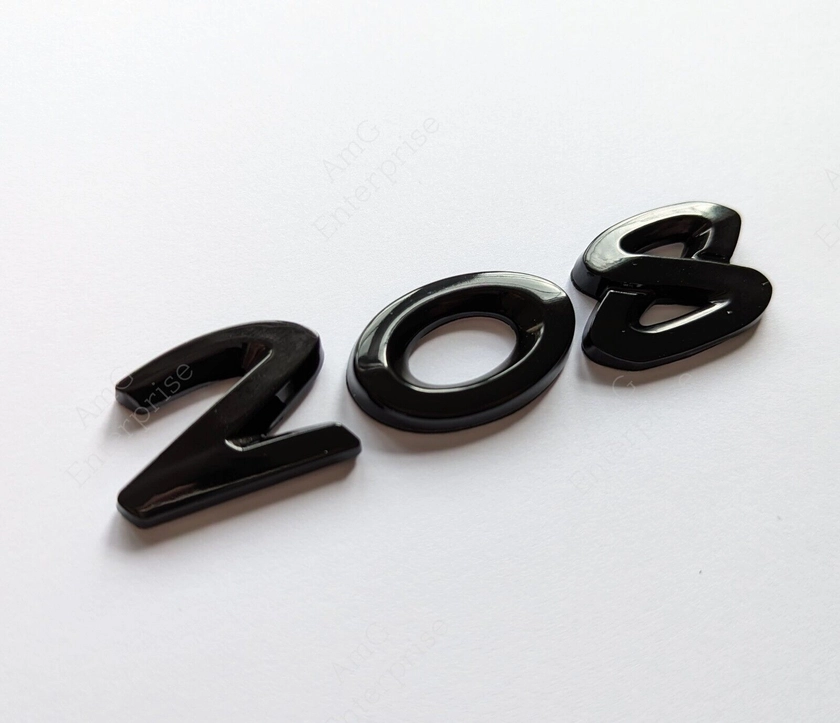 Gloss Black Car Rear Trunk Number Badge Emblem for Peugeot 208 2012-19 (A9)