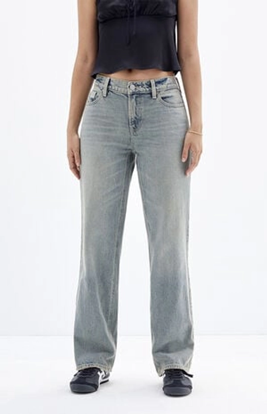 PacSun Jordyn Medium Indigo Low Rise Straight Leg Jeans | PacSun