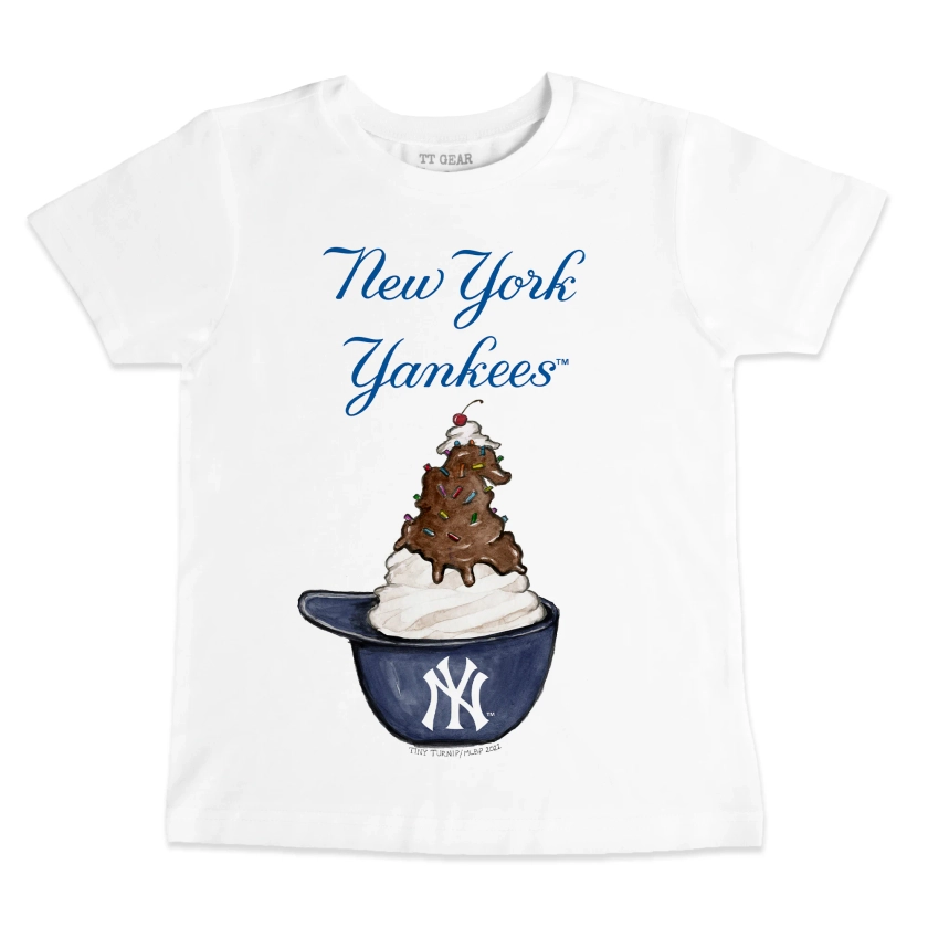 New York Yankees Tiny Turnip Infant Sundae Helmet T-Shirt - White