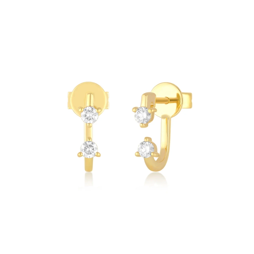 Double Prong Set Diamond Earring14k Yellow Gold / Single