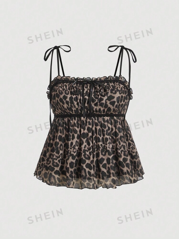 SHEIN MOD Plus Size Retro Cute Vintage Y2k Leopard Print Camisole Top