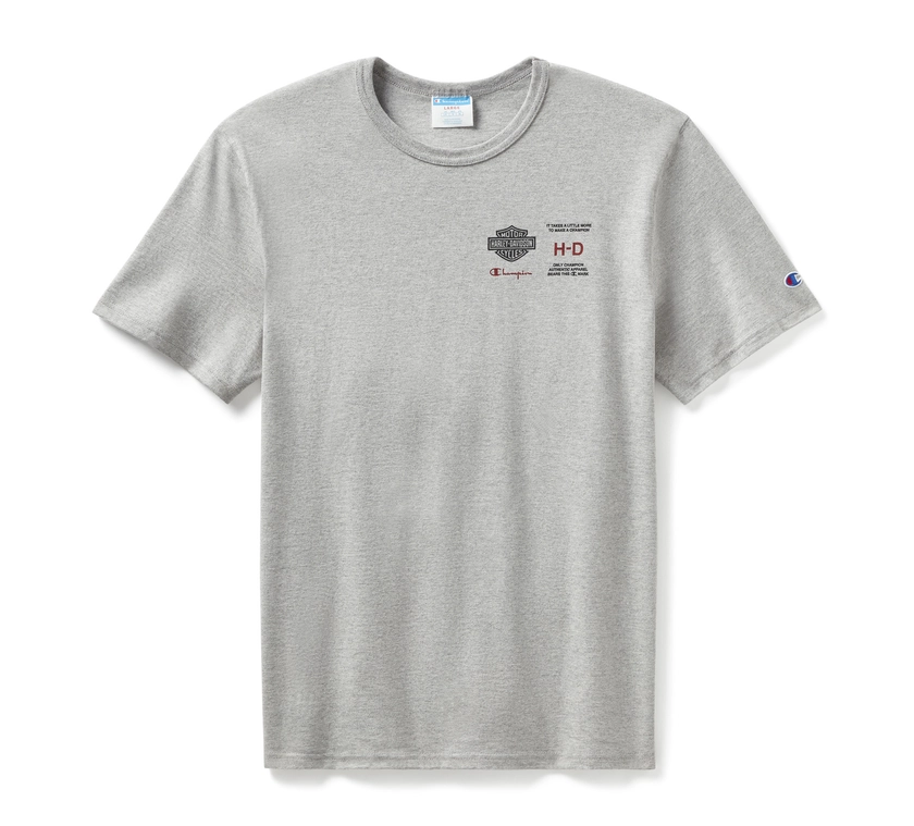 Champion x Harley-Davidson Fanatic Tee - Grey Heather & Scarlet | Harley-Davidson USA