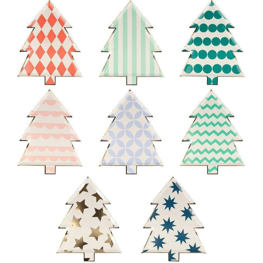 Meri Meri Patterned Christmas Tree Plates 8pk M1088