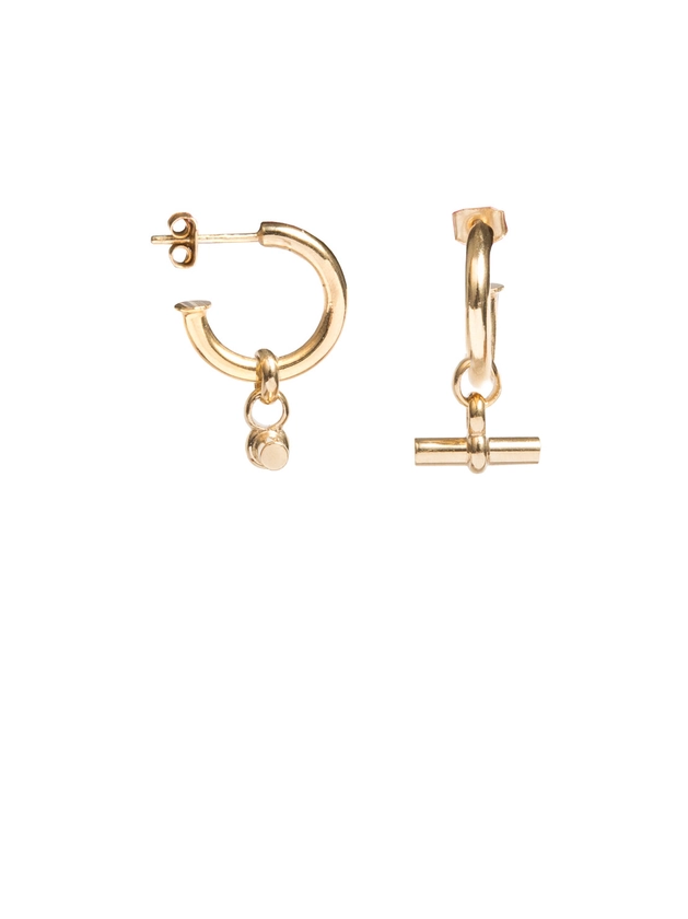 Small Gold T-Bar Earrings - Tilly Sveaas Jewellery