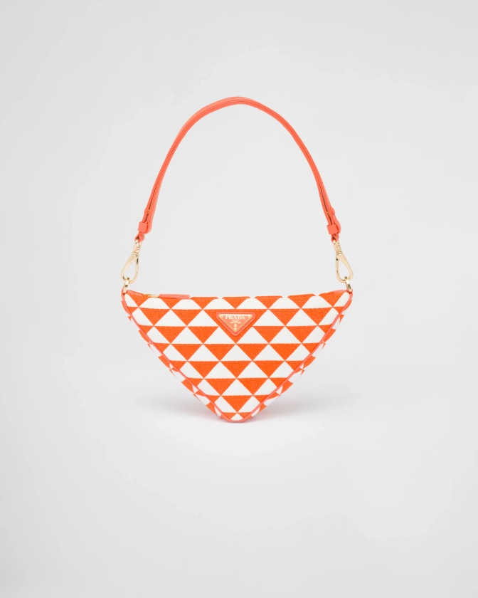 Orange/white Embroidered Jacquard Fabric Mini-bag | PRADA
