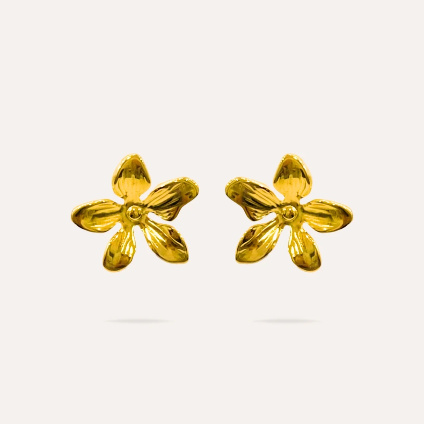 Leila | Boucles d'oreilles fleurs en acier inoxydable