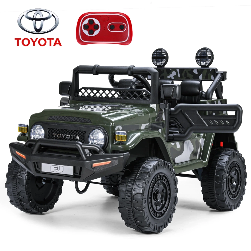 FUNTOK Licensed Toyota FJ Cruiser 12V 7AH Kids Electric Ride on Truck Battery Powered Car Toys 3 Speeds with Parent Remote Control,Spring Suspension & Slow Start