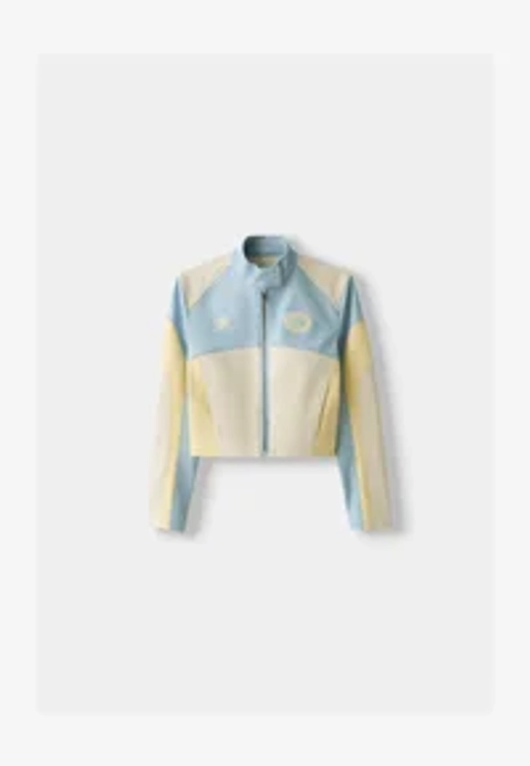 EFFECT EMBROIDERED - Veste en similicuir - yellow