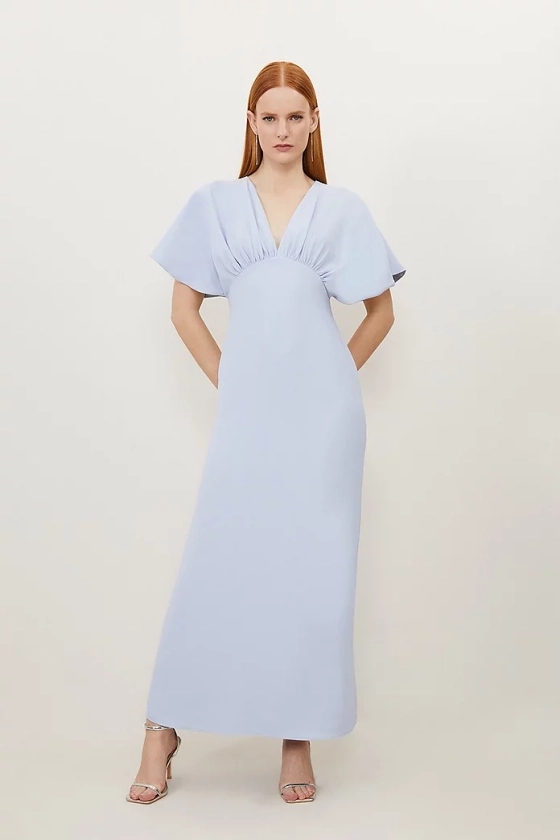 Fluid Tailored Waterfall Sleeve Maxi Dress