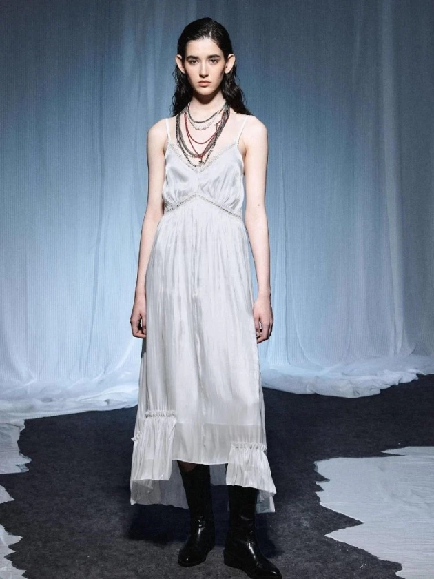 Lace Patchwork Halter Elegant Long Dress【s0000007925】